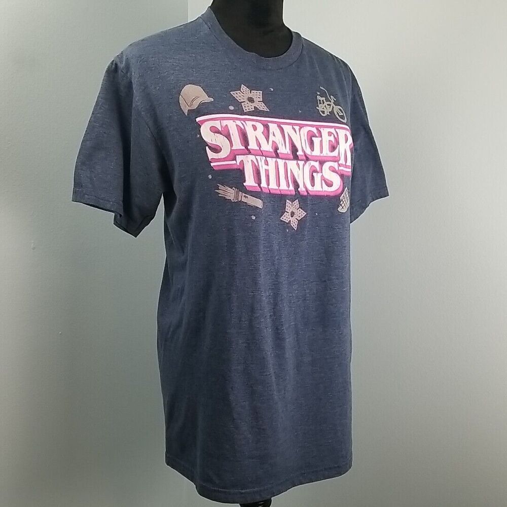 Stranger Things Netflix Short Sleeve Unisex Graphic Tee Medium Navy Blue Heather - Picture 2 of 8